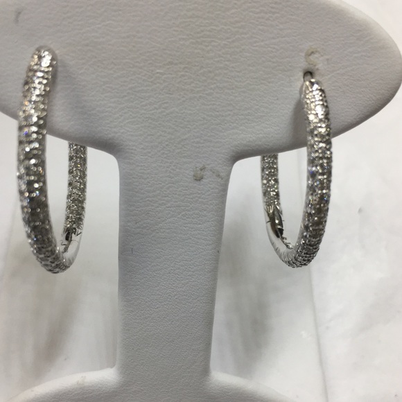 Jewelry - 14K  white gold diamonds hoop earrings